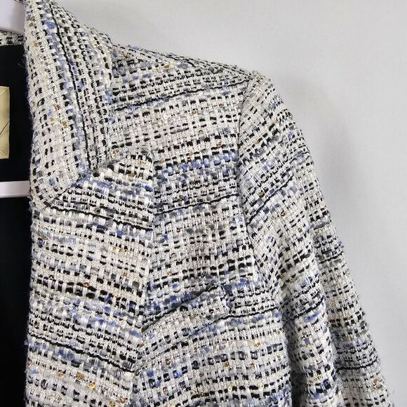 NWOT L'AGENCE Kenzie Tweed Double Breasted Blazer in Blue and White - Size 2 - Picture 4 of 16
